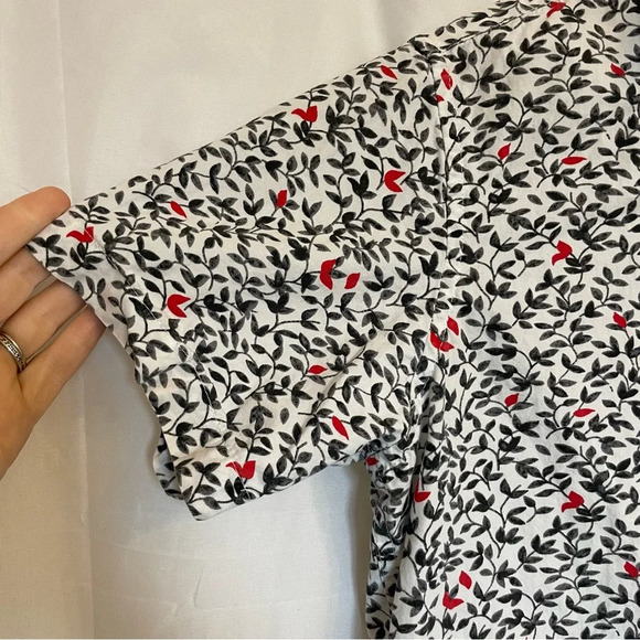 MONUMENT Men’s Cotton Button Down Short Sleeve Grey Red Leaf Small - Picture 3 of 14